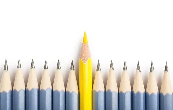 Yellow, blue, different, pencils