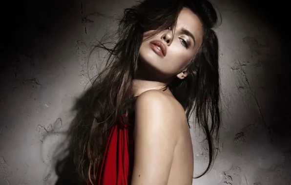 Women, brunettes, red dress