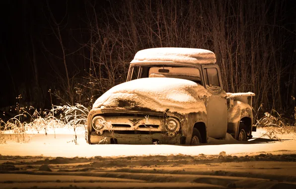 Ford, завален, снегом, Ф-100