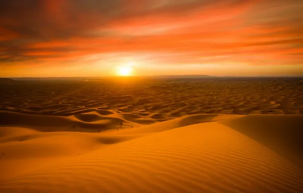 Закат, природа, пустыня, Morocco