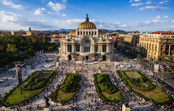 Картинка Дома, Мексика, Mexico, Palacio de Bellas Artes, городская площадь