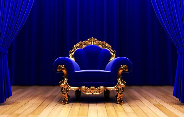 Стиль, сцена, кресло, кресла, стул, шторы, сидения