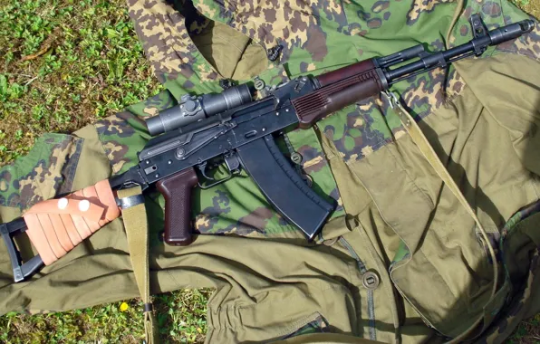 Камуфляж, ночной, прицел, автомат Калашникова, 45 мм, АКС74Н, вариант складного АКС74