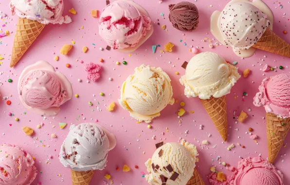 Colorful, мороженое, рожок, ice cream, cone