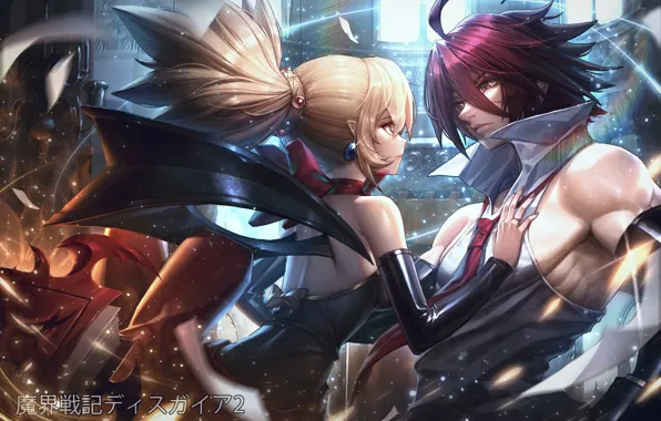 Девушка, игра, арт, парень, двое, disgaea, rozalin, adell