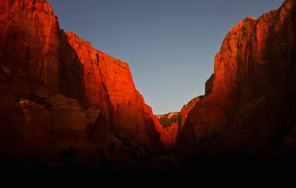Горы, скалы, зарево, Юта, США, Zion National Park, Kolob Canyon