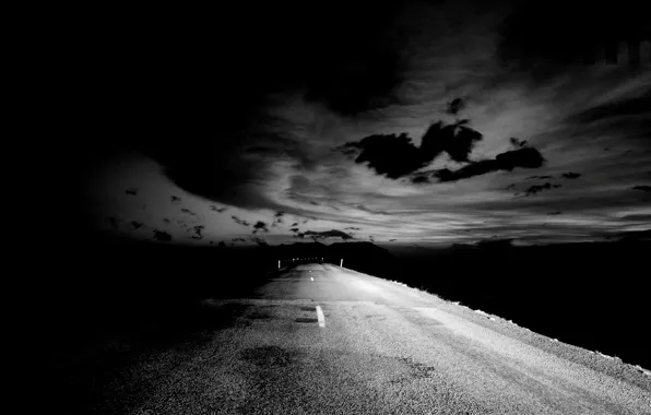 Картинка дорога, небо, пустота, ночь, фото, фон, настроение, обои