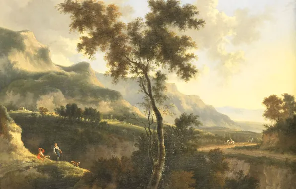 Масло, картина, холст, Горный Пейзаж, 1685, Ян Гакарт, Jan Hackaert