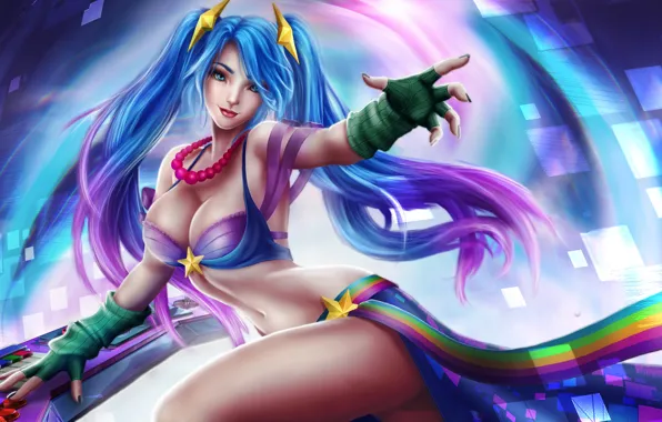 Картинка девушка, музыка, League of Legends