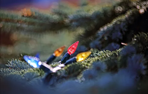 Картинка елка, новый год, рождество, лампочки