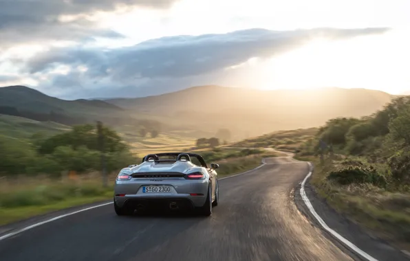 Закат, Дорога, Porsche, Spyder, Porsche 718, 2019, Porsche 718 ( 982 ) Spyder