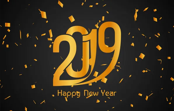 Золото, Новый Год, цифры, golden, черный фон, black, background, New Year