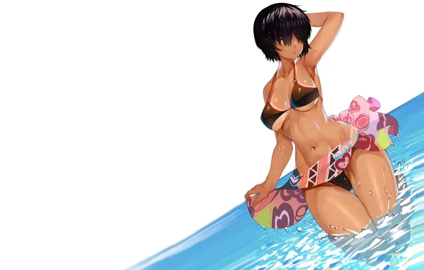 Girl, hot, sexy, wet, sea, ocean, boobs, anime