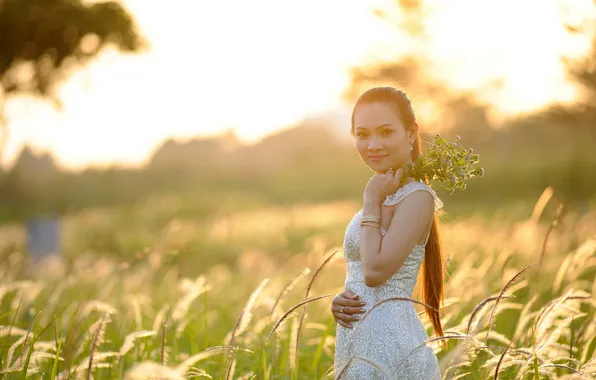 Девушка, свет, цветы