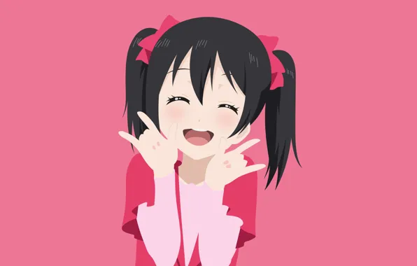 Улыбка, девочка, розовый фон, Love Live School Idol Project, Живая любовь