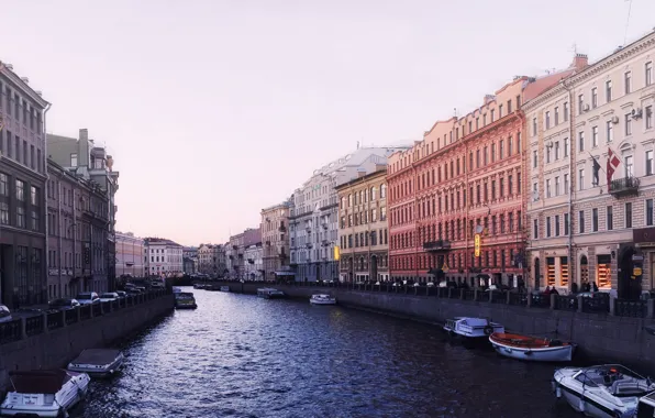 Картинка город, туман, река, Питер, Санкт-Петербург, мойка, Saint-Petersburg, каналы