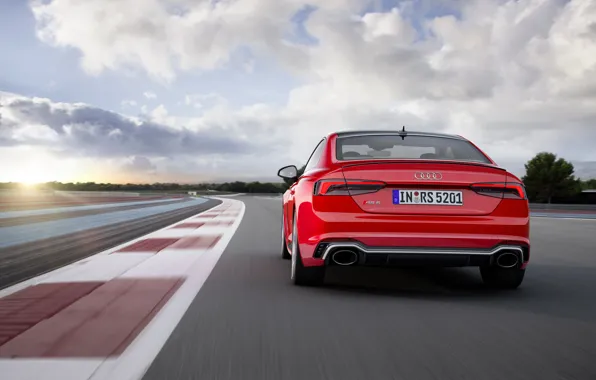 Картинка Audi, German, Red, Race, Speed, RS5, 2018, Track