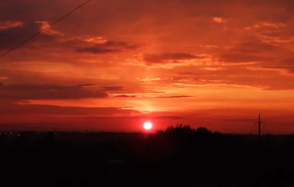 Картинка солнце, закат, оранжевое