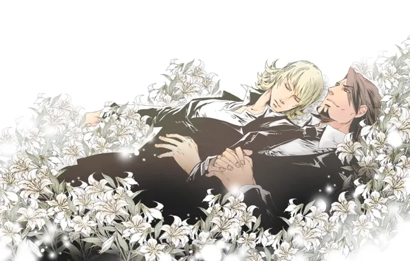 Цветы, парни, двое, Котецу, Тигр и кролик, Tiger and Bunny, Барнаби
