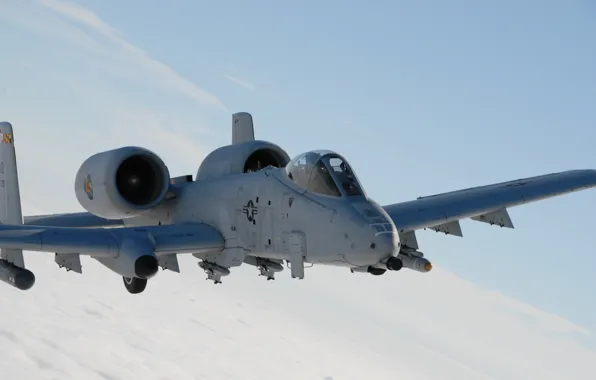 Картинка небо, полет, штурмовик, американский, A-10, Thunderbolt II, одноместный, бронированный