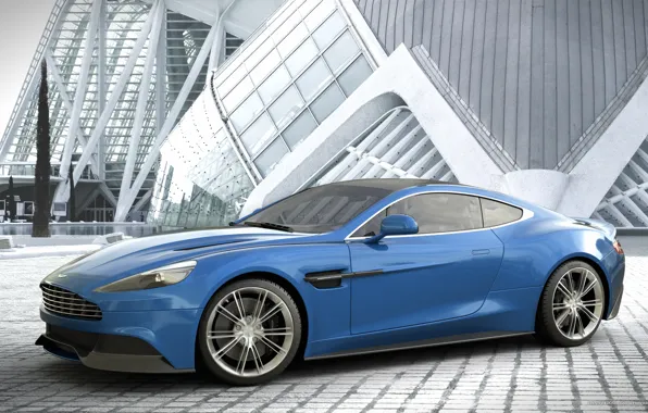 Синий, Aston Martin, астон мартин, blue, Vanquish, ванквиш, profile, by Dangeruss