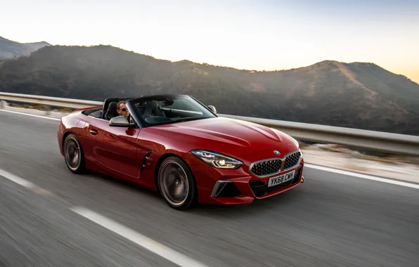 Картинка красный, движение, BMW, родстер, BMW Z4, M40i, Z4, 2019
