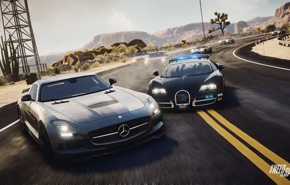 Bugatti veyron, ghost, Need for Speed, nfs, police, mercedes sls, 2013, pursuit
