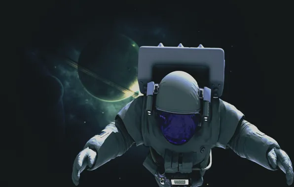 Космос, звезды, планета, даль, космонавт, space