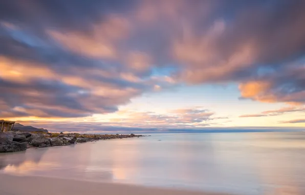 Море, пляж, небо, пейзаж, природа, камни, голубое, берег