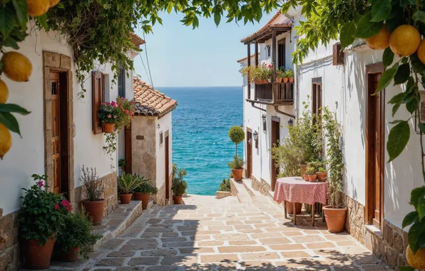 Море, солнце, дом, summer, house, sunshine, каникулы, цветение