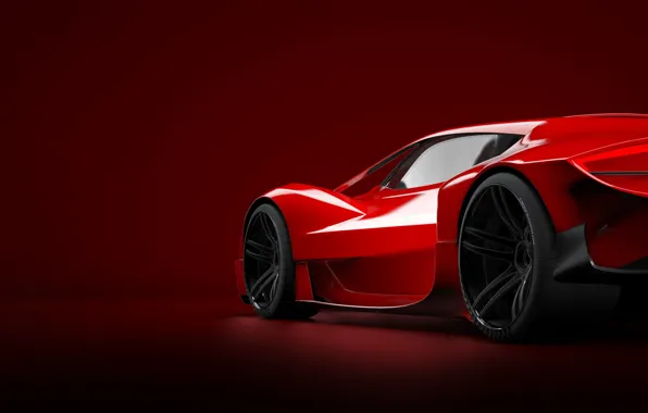 Красный, Авто, Машина, Стиль, Фон, Red, Render, Design