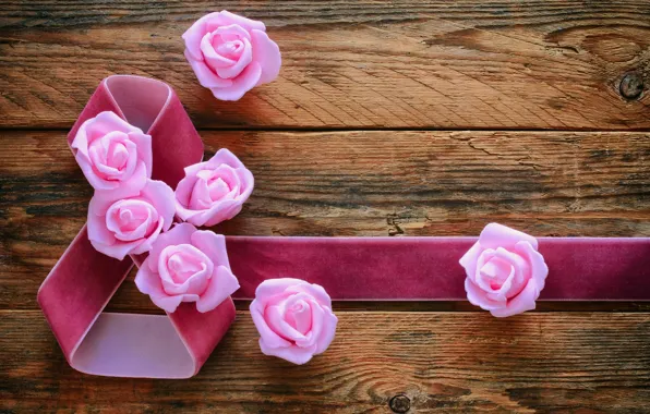 Розы, 8 марта, wood, pink, flowers, romantic, gift, roses