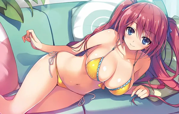 Girl, sexy, lingerie, pantsu, bra, cleavage, panties, pink hair