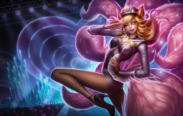League of Legends, Ahri, Nine-Tailed Fox, riot games, pop star ahri, pop star