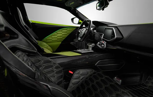 Картинка карбон, салон автомобиля, Carmen, black leather, car interior, carbon fiber, спортивные сиденья, Boulogne