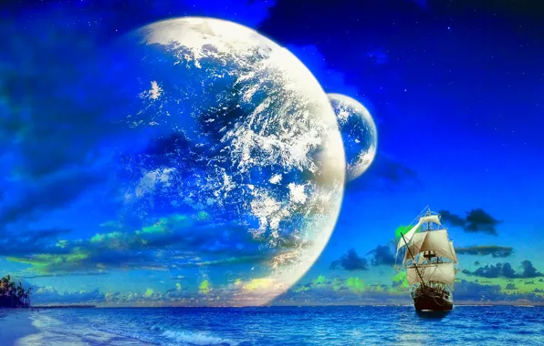 Корабль, Море, art