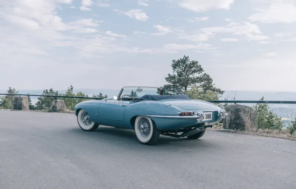 Картинка Jaguar, E-Type, Jaguar E-Type, 1961, rear view