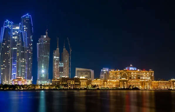 Abu Dhabi, nightscape, Jumeira Etihad Tower