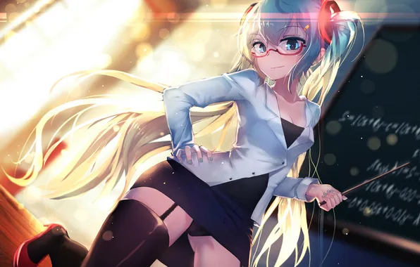 Эротика, девушка, аниме, арт, vocaloid, hatsune miku, upscale, bai yemeng