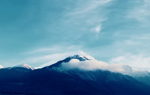 Картинка облака, снег, горы, природа, вершины