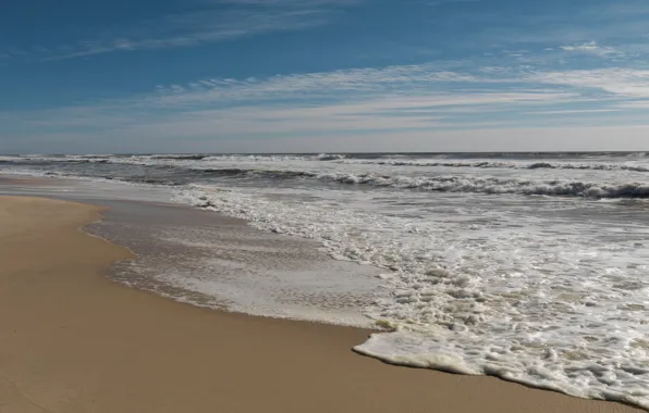Картинка песок, море, волны, пляж, лето, берег, summer, beach