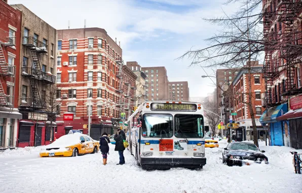 Зима, снег, нью-йорк, winter, new york, snow, usa, nyc