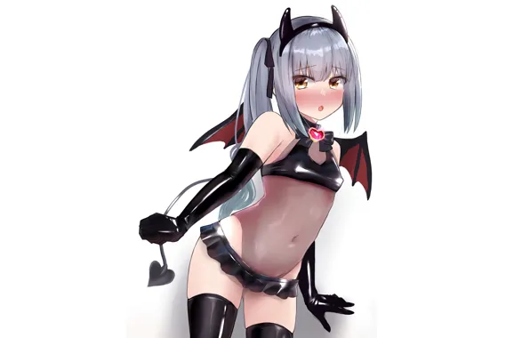 Girl, sexy, cleavage, thighhighs, long hair, boobs, anime, wings