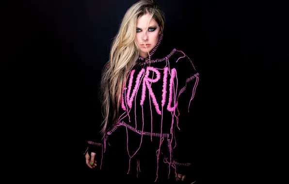 Взгляд, девушка, поза, фото, фон, волосы, макияж, Avril Lavigne