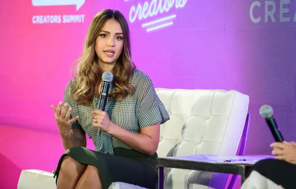 Девушка, модель, актриса, красавица, микрофон, jessica alba