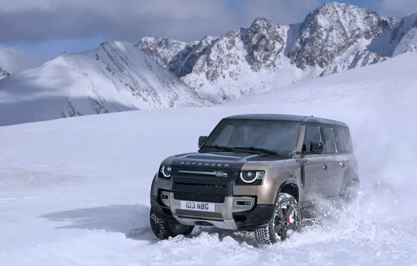 Зима, горы, Land Rover, Defender