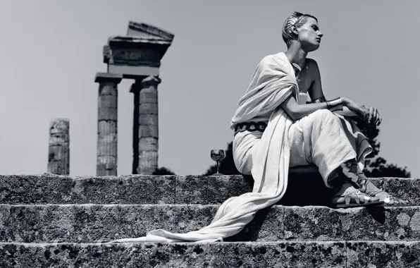 Фотограф, развалины, черно-белое, ступеньки, Alasdair McLellan, Саския де Брау, Saskia de Brauw