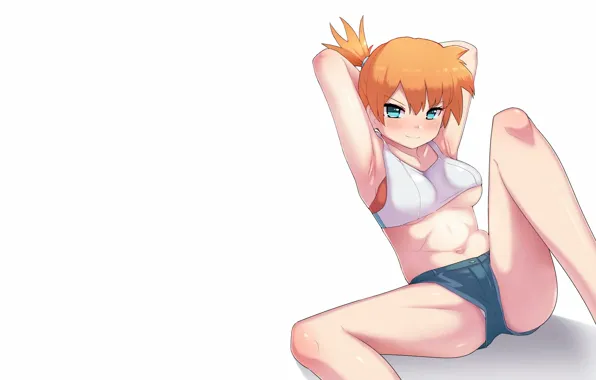 Girl, sexy, Misty, cleavage, shorts, blouse, boobs, anime