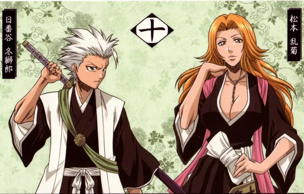 Фон, капитан, рыжие волосы, Bleach, Блич, белые волосы, отряд, лейтенант