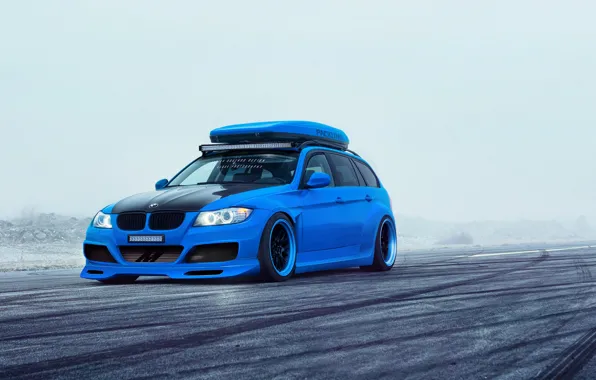 BMW, Car, Blue, Sport, Touring, E91
